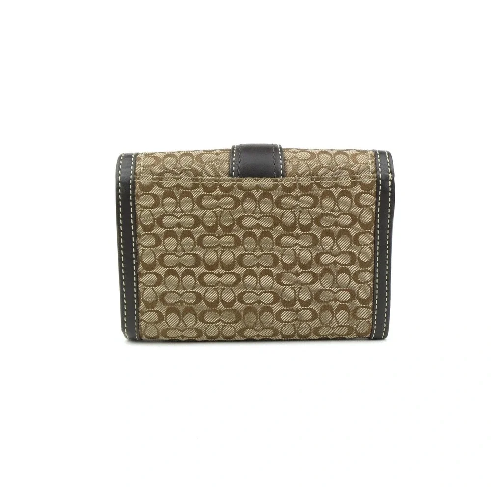 Coach Soho Signature Khaki Brown Mini C Small Trifold Wallet